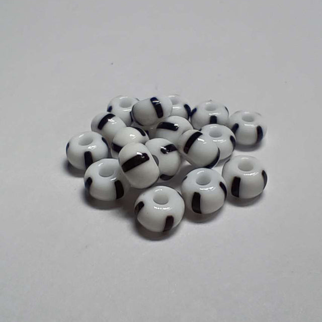 Loose - Seed Glass Beads - Black and White Stripe - 03590